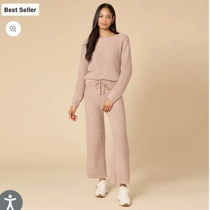 Softies Waffle Marshmallow Boatneck Lounge Set in Coco